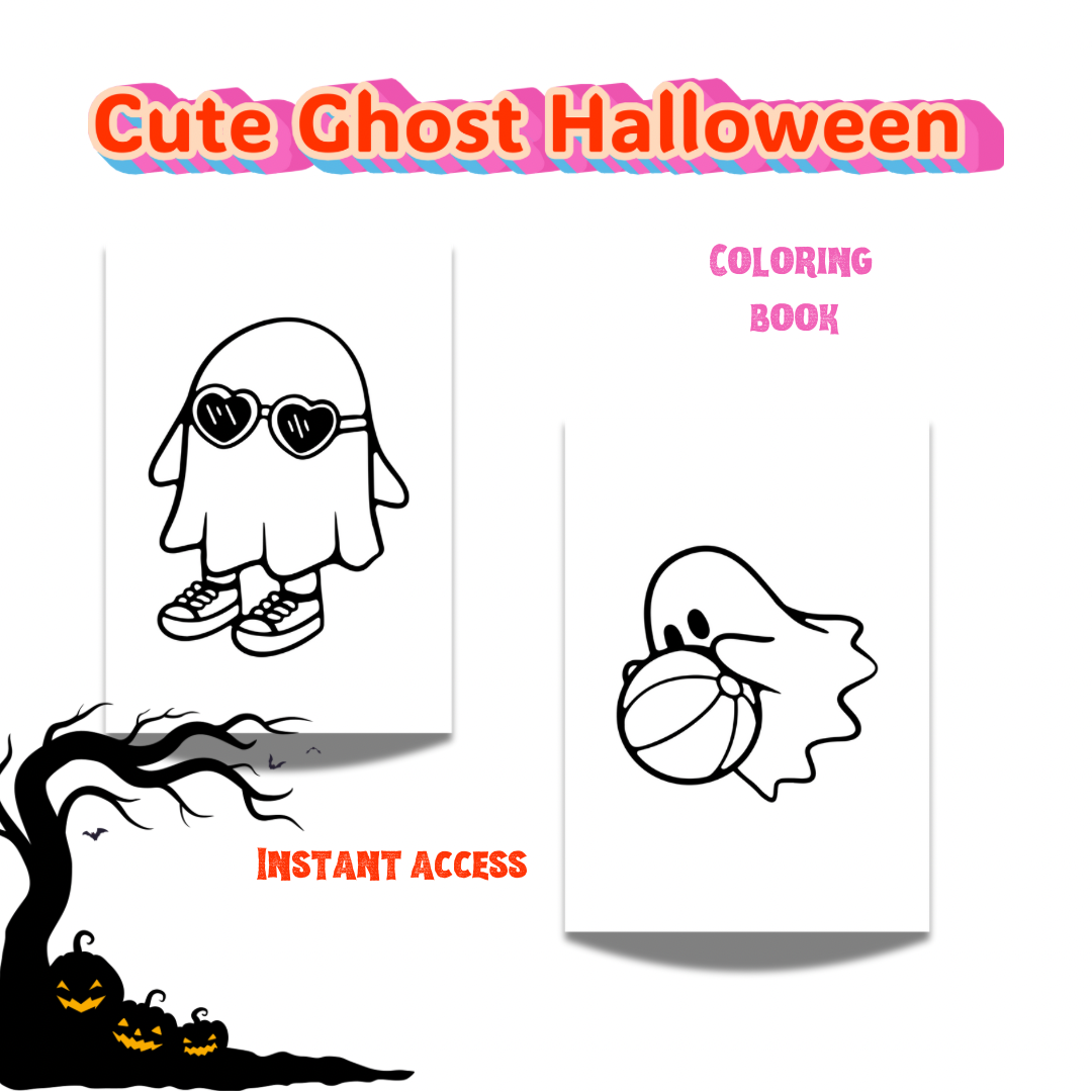 Spooky Ghost Halloween Coloring Book-Halloween Kids Activity Book - Jassdigitalbasics # # Jassdigitalbasics