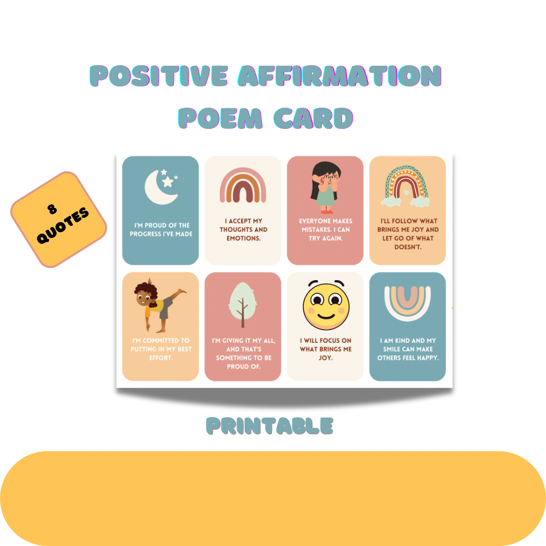 Printable Positive Affirmations poems card motivation kid affirmative card - Jassdigitalbasics # # Jassdigitalbasics