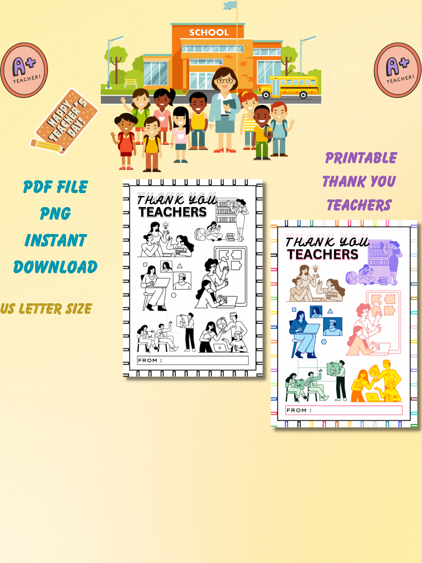 Printable Thank You Poster for Teacher-Appreciation Week Sign - Jassdigitalbasics # # Jassdigitalbasics
