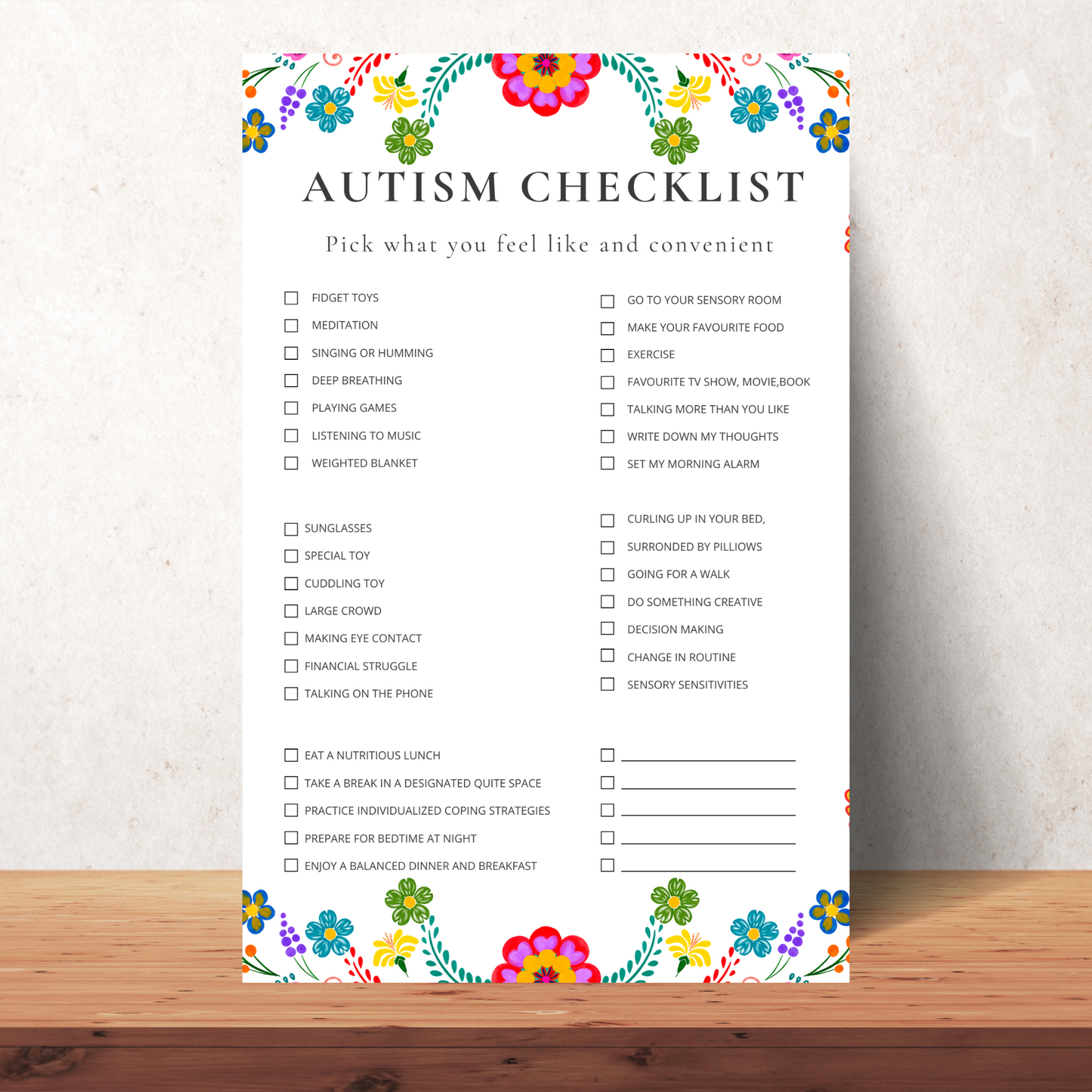 Printable Autism Checklist Special Needs Parent Tool, Digital Download - Jassdigitalbasics # # Jassdigitalbasics