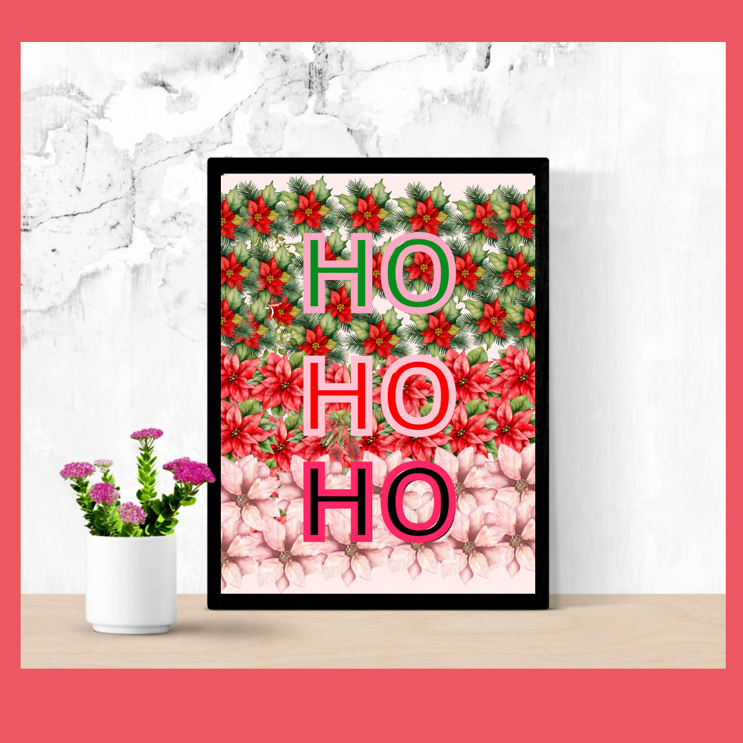 Ho Ho Ho Illustration Design wall art- Christmas Greeting Home decor Quotes - Jassdigitalbasics # # Jassdigitalbasics
