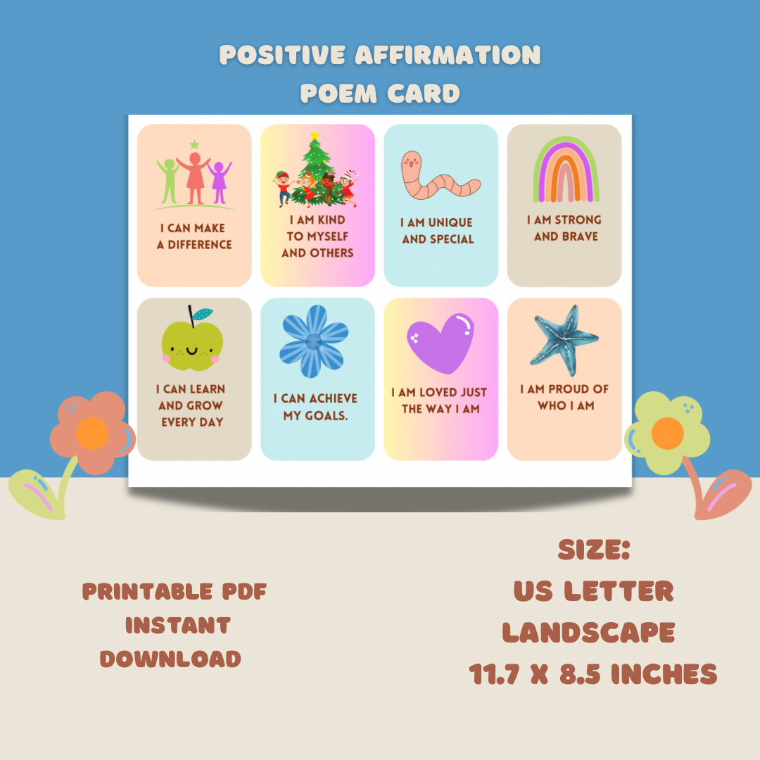 Printable Positive Affirmations poems card -motivation card - Jassdigitalbasics # # Jassdigitalbasics