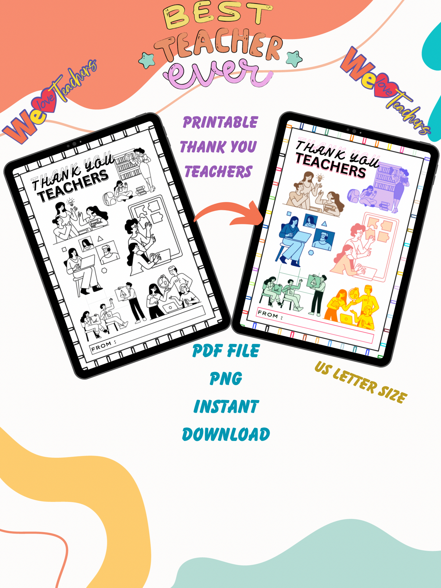 Printable Thank You Poster for Teacher-Appreciation Week Sign - Jassdigitalbasics # # Jassdigitalbasics