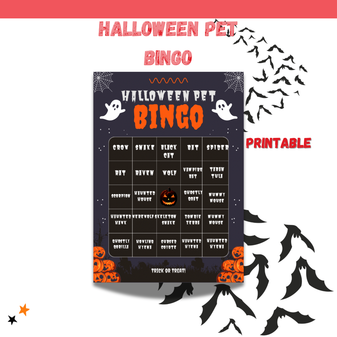 Halloween pet bingo card game- printable Game for kids teens and adult - Jassdigitalbasics # # Jassdigitalbasics