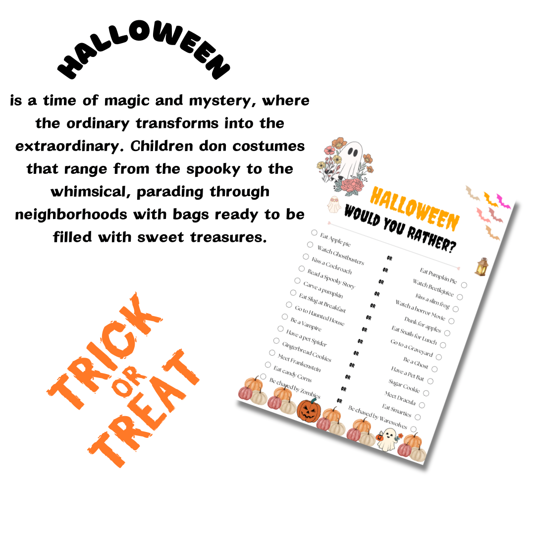 Would you Rather vintage Halloween games printable-Digital Game for kids teens and adults - Jassdigitalbasics # # Jassdigitalbasics
