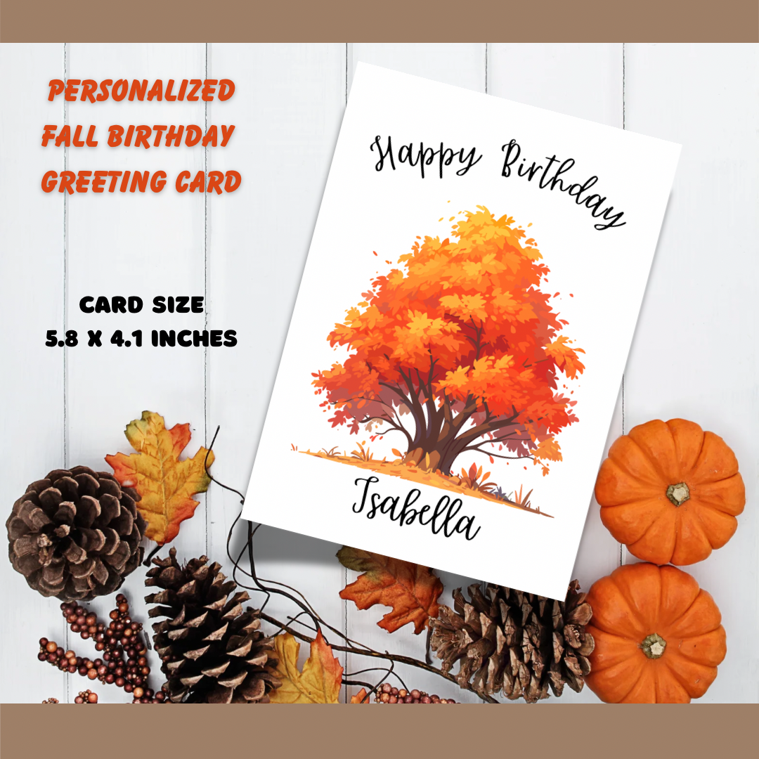 Personalize Autumn Fall birthday- birthday card template - Jassdigitalbasics # # Jassdigitalbasics