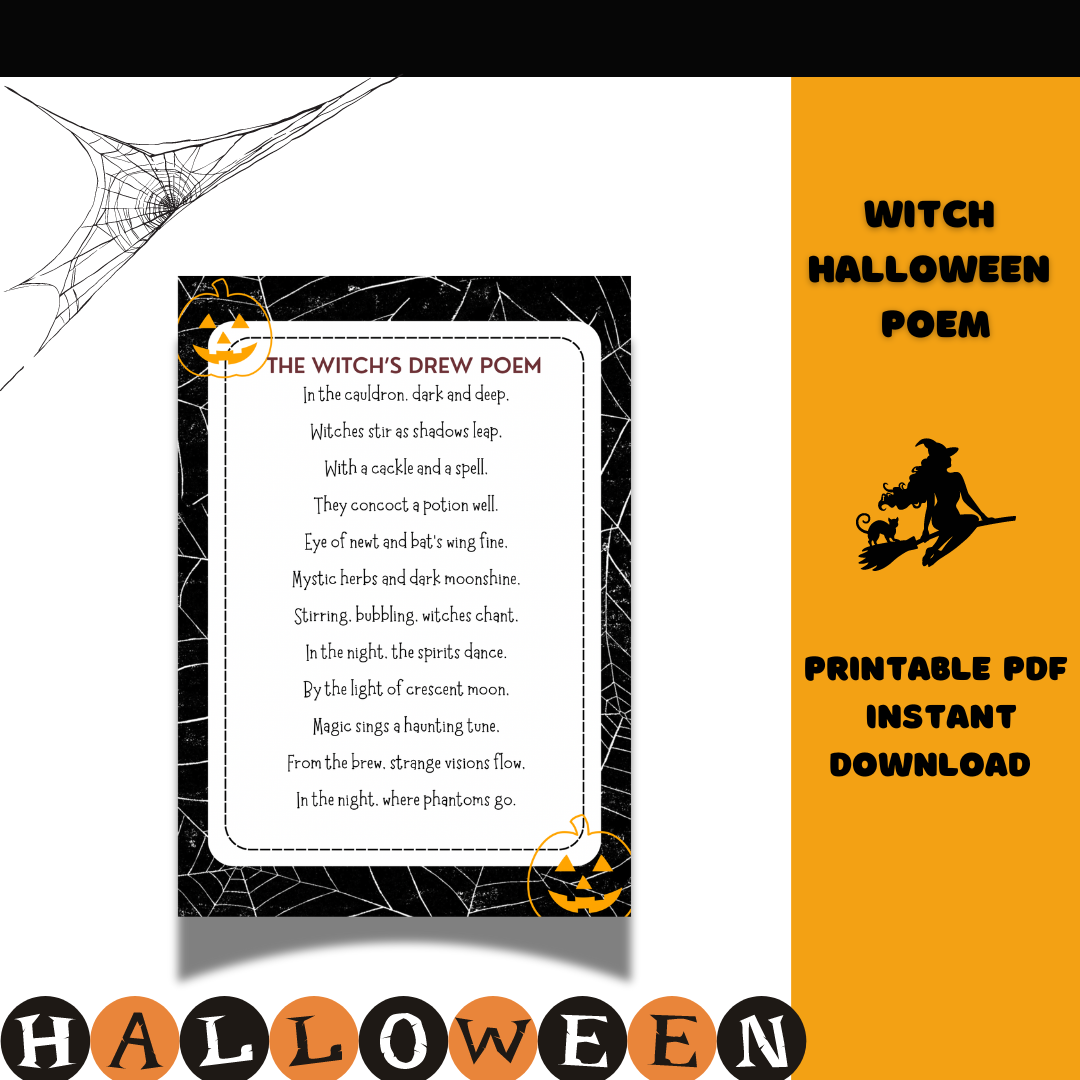Witch halloween poem Vintage -Halloween party decor, Halloween sign Witches poem - Jassdigitalbasics # # Jassdigitalbasics