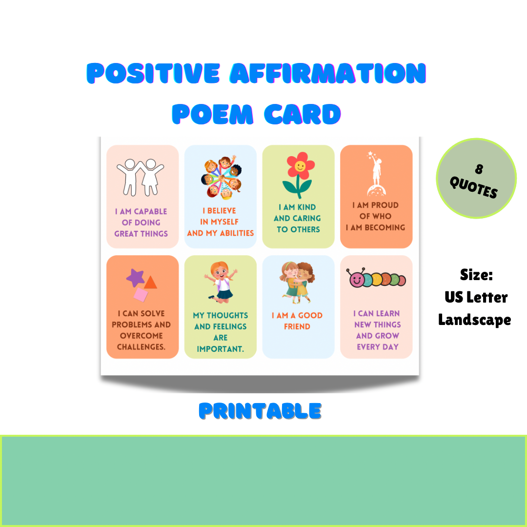 Printable Positive Affirmations poems card-digital inspiration quote - Jassdigitalbasics # # Jassdigitalbasics