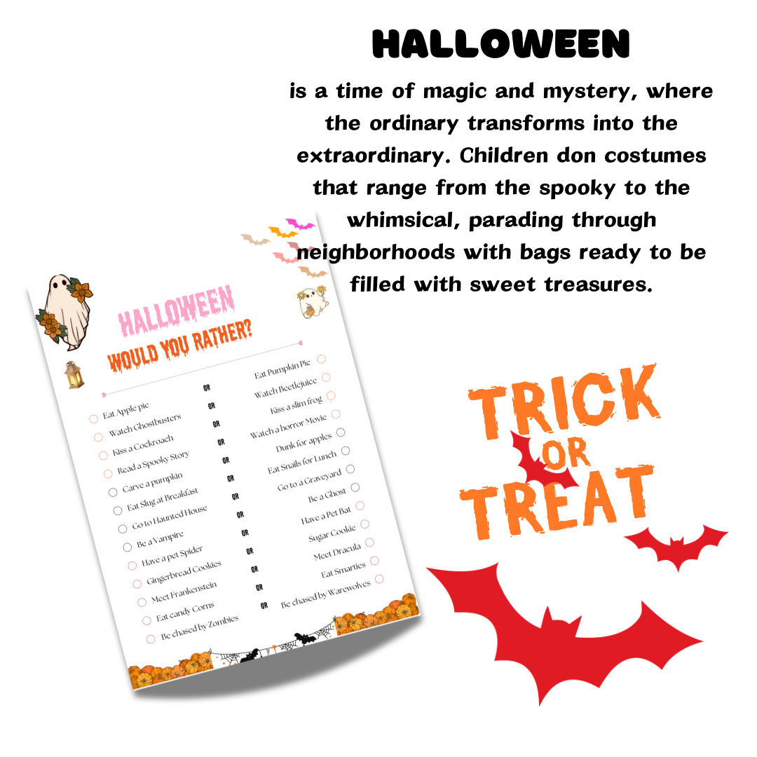 Halloween games printable-Would you Rather vintage -Digital Game for family party - Jassdigitalbasics # # Jassdigitalbasics