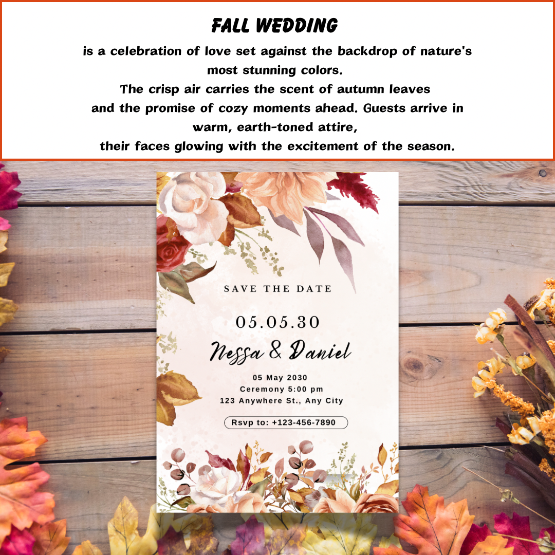 Autumn Fall wedding invitation -wedding invite template Rustic - Jassdigitalbasics # # Jassdigitalbasics