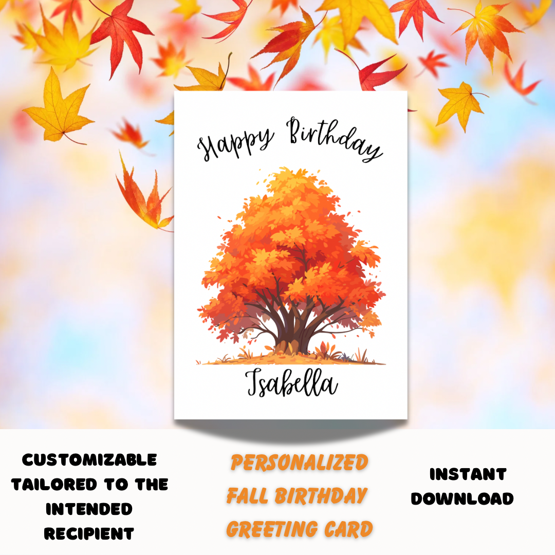 Personalize Autumn Fall birthday- birthday card template - Jassdigitalbasics # # Jassdigitalbasics
