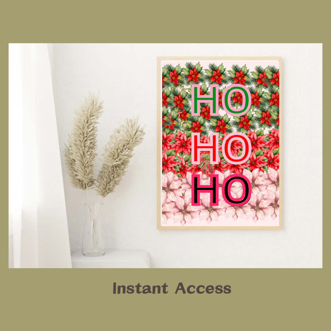 Ho Ho Ho Illustration Design wall art- Christmas Greeting Home decor Quotes - Jassdigitalbasics # # Jassdigitalbasics