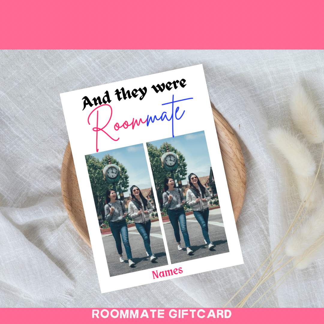 Personalize Roommate with picture Gift Card-Roomie Present Apartment Gift - Jassdigitalbasics # # Jassdigitalbasics