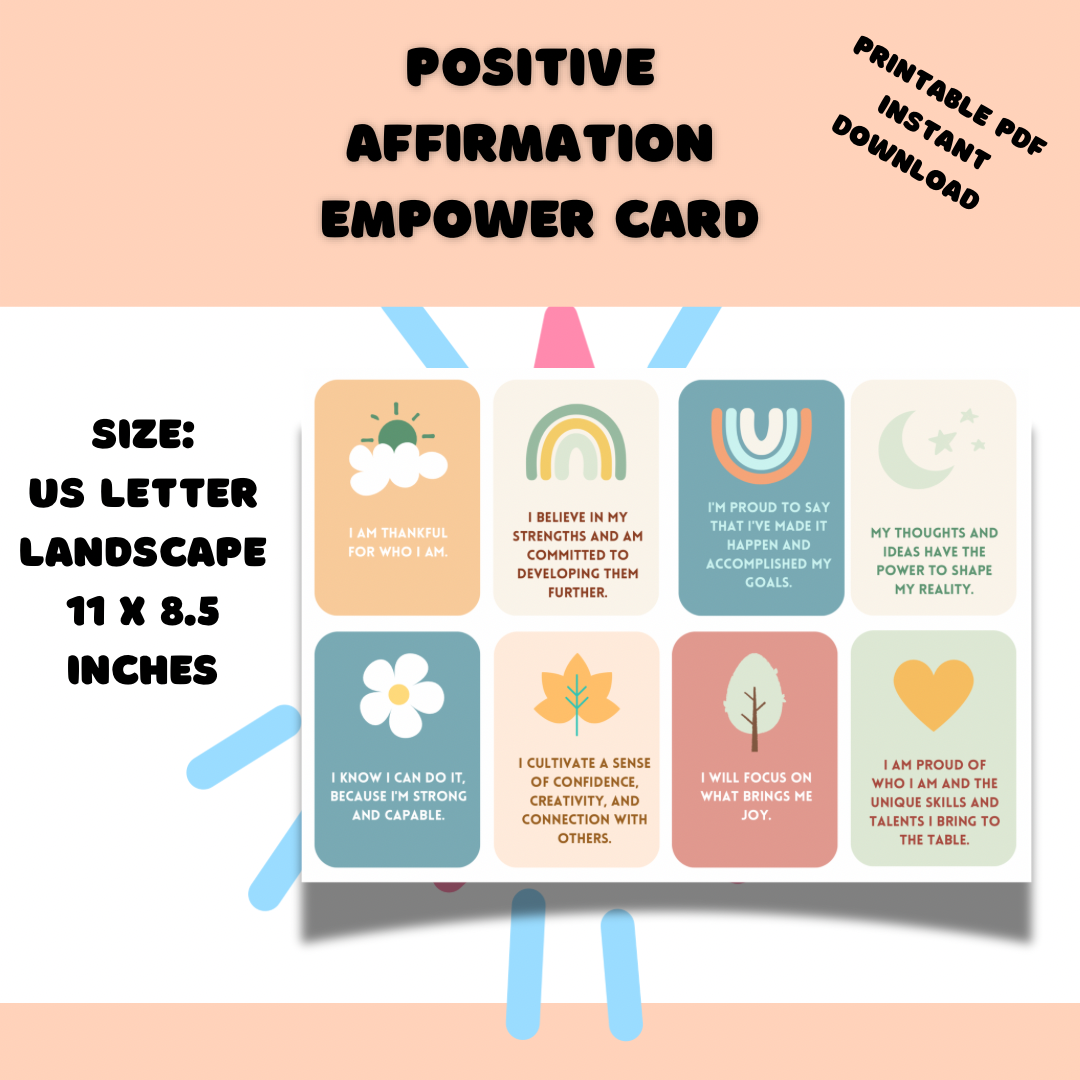 Printable Positive Affirmations poems -digital giftmindfulness card - Jassdigitalbasics # # Jassdigitalbasics