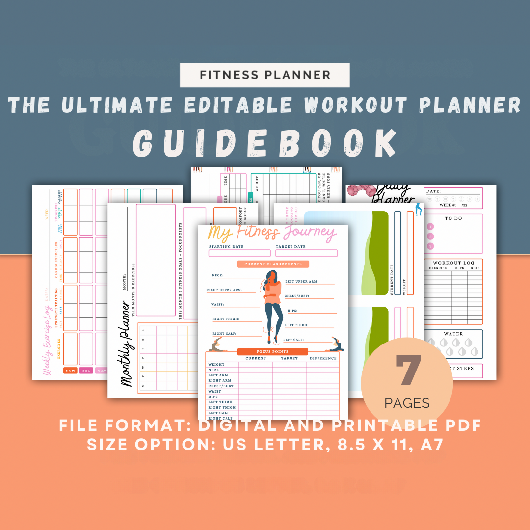 Editable fitness planner, workout tracker-weight loss-body fitness - Jassdigitalbasics # # Jassdigitalbasics