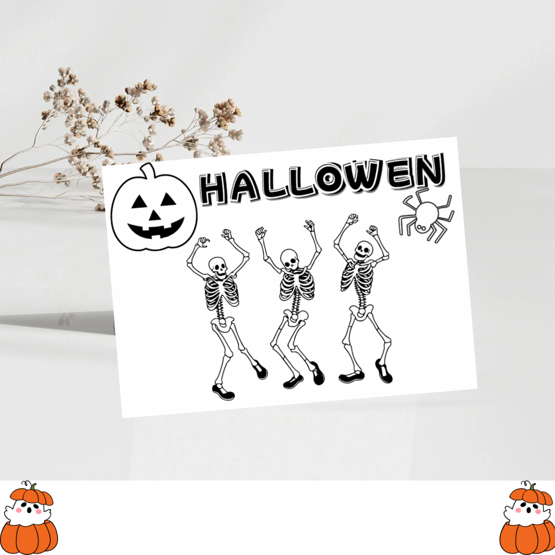 Greeting Halloween Skeleton card- Spooky Creepy Card, Halloween Gift-Greeting Card, - Jassdigitalbasics # # Jassdigitalbasics