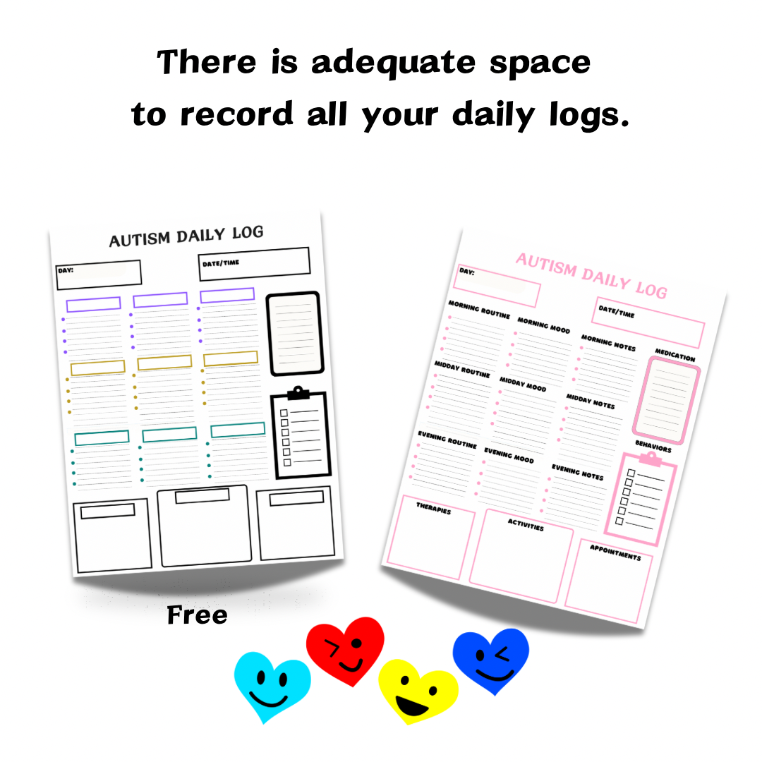 Printable Autism Daily Log, Autism Day Tracker, Autism Log Book - Jassdigitalbasics # # Jassdigitalbasics