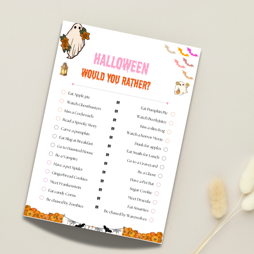 Halloween games printable-Would you Rather vintage -Digital Game for family party - Jassdigitalbasics # # Jassdigitalbasics