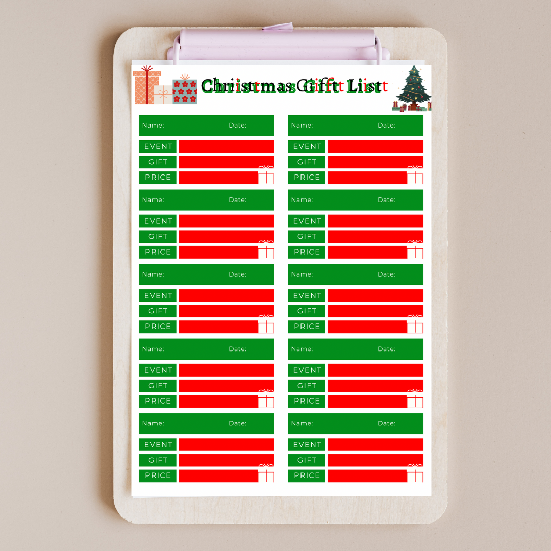 Adult Christmas Gift List Organizer-Holiday Wish List Tracker/Festive Wishlist Journal - Jassdigitalbasics # # Jassdigitalbasics