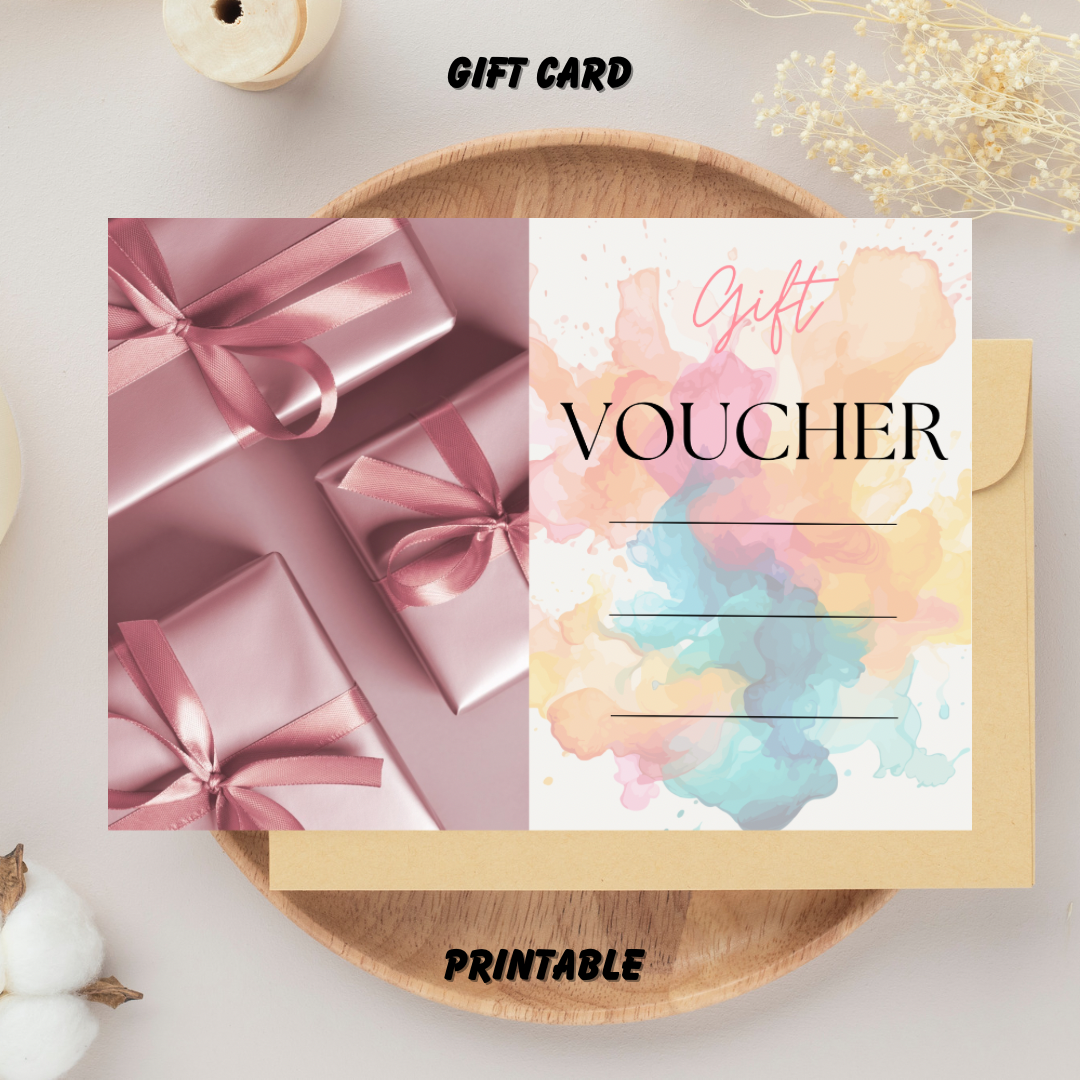 Modern Colorful Printable Gift Card-Customizable Digital Gift Certificate - Jassdigitalbasics # # Jassdigitalbasics