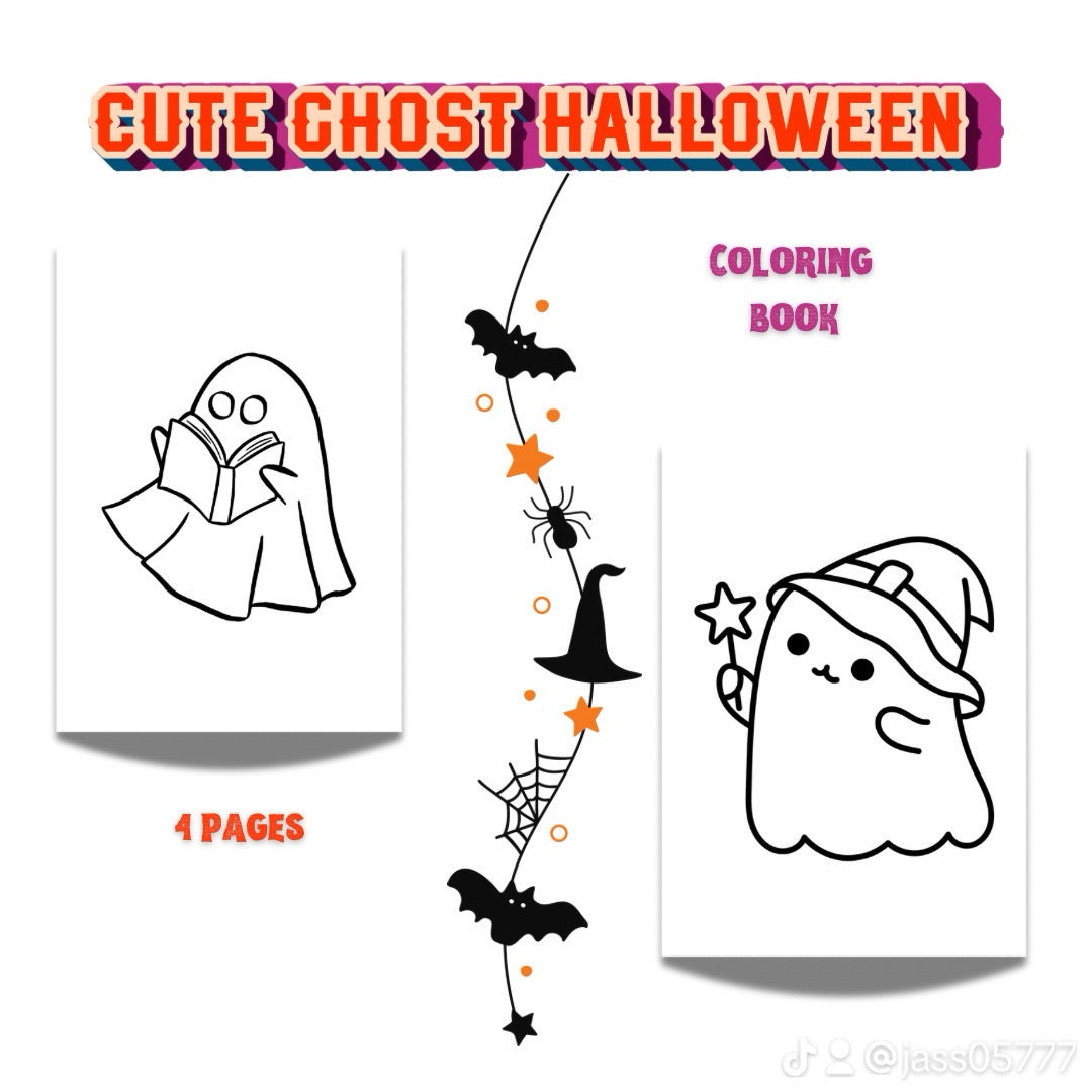 Spooky Ghost Halloween Coloring Book-Halloween Kids Activity Book - Jassdigitalbasics # # Jassdigitalbasics