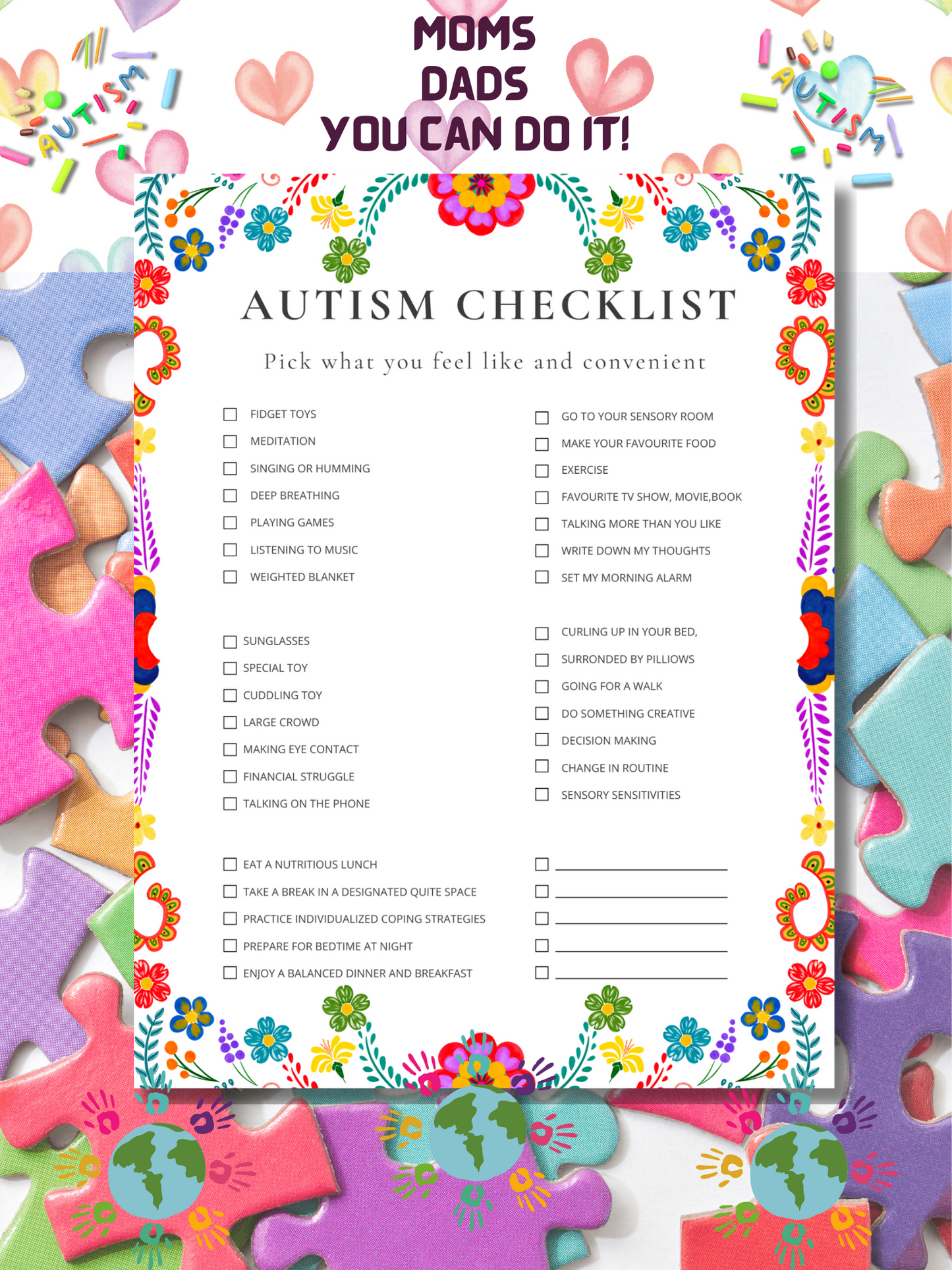 Printable Autism Checklist Special Needs Parent Tool, Digital Download - Jassdigitalbasics # # Jassdigitalbasics