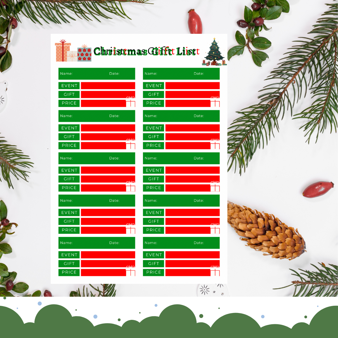 Adult Christmas Gift List Organizer-Holiday Wish List Tracker/Festive Wishlist Journal - Jassdigitalbasics # # Jassdigitalbasics