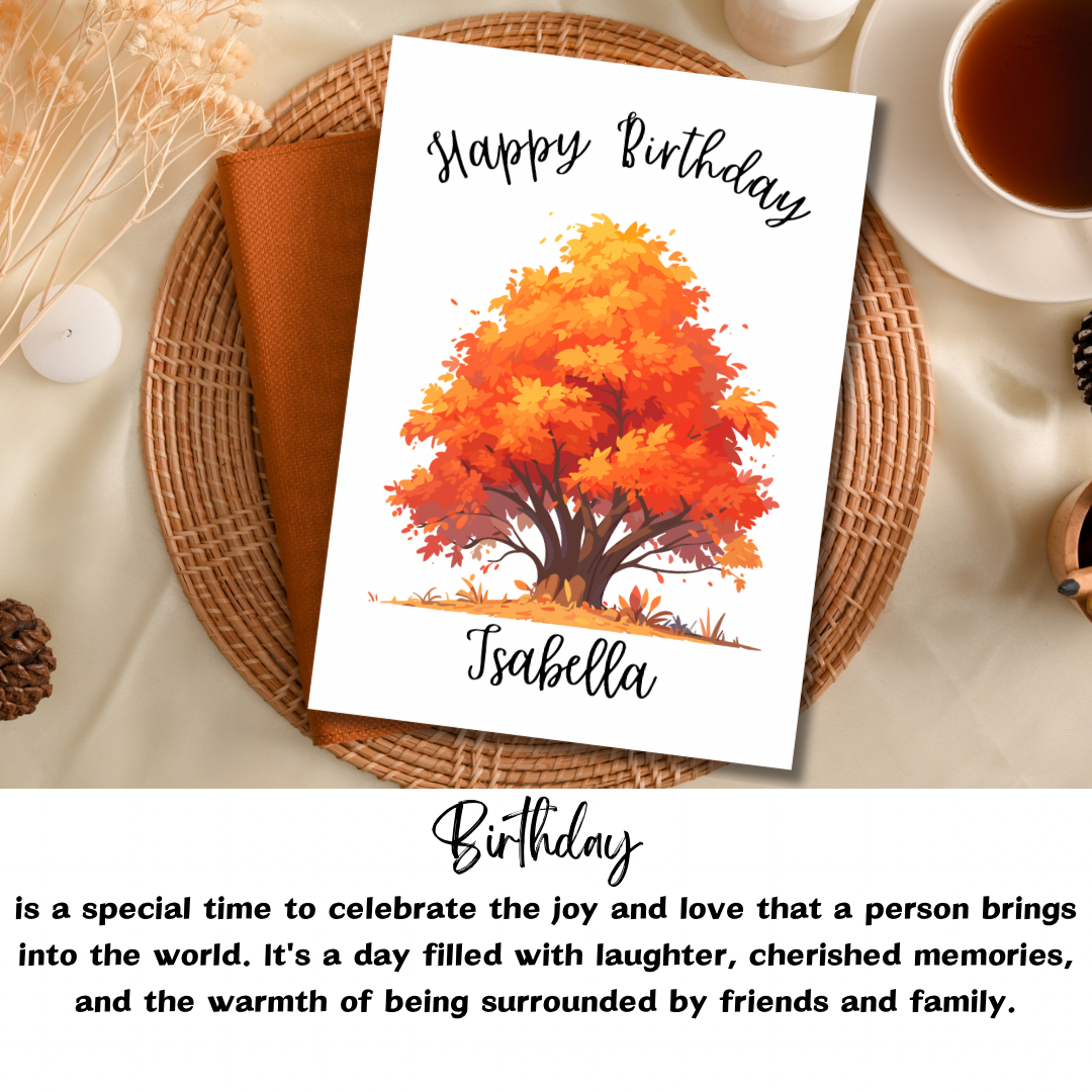 Personalize Autumn Fall birthday- birthday card template - Jassdigitalbasics # # Jassdigitalbasics