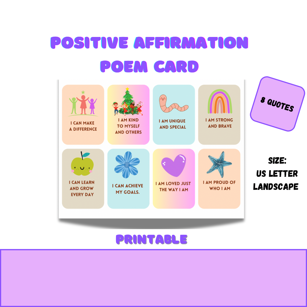 Printable Positive Affirmations poems card -motivation card - Jassdigitalbasics # # Jassdigitalbasics