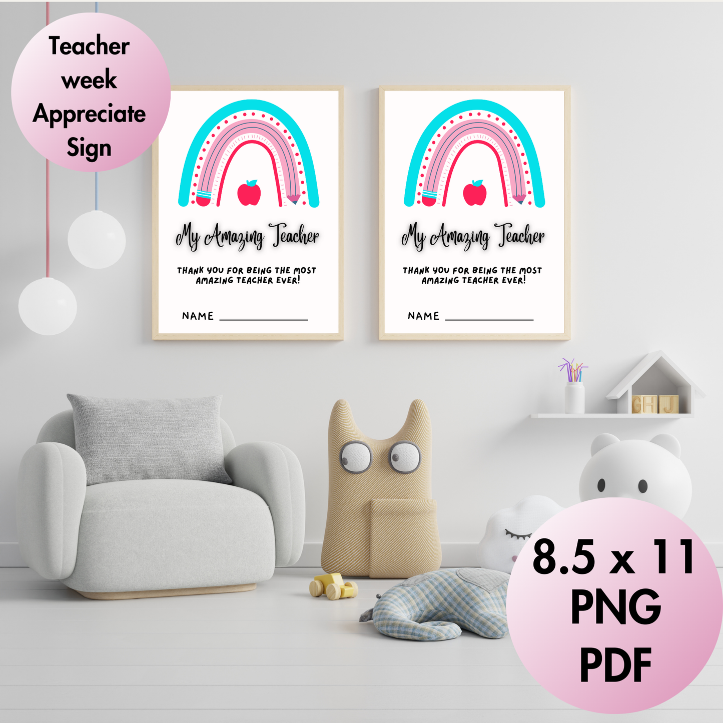 Printable Teacher Appreciation Sign-Thank You Teacher Decor - Jassdigitalbasics # # Jassdigitalbasics
