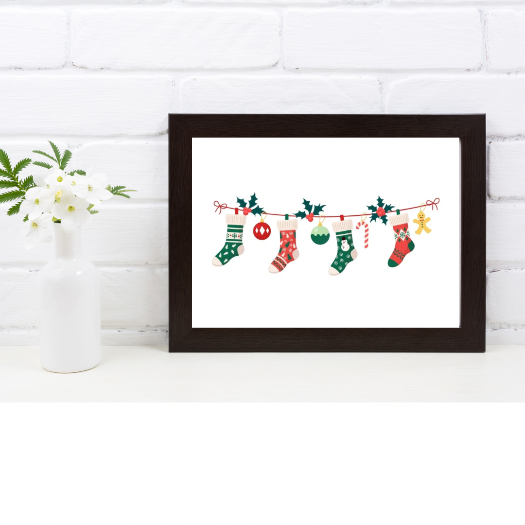 Christmas Baby Sock Line Decor Garland, Holiday Nursery Decoration, Festive Baby Room Decor - Jassdigitalbasics # # Jassdigitalbasics
