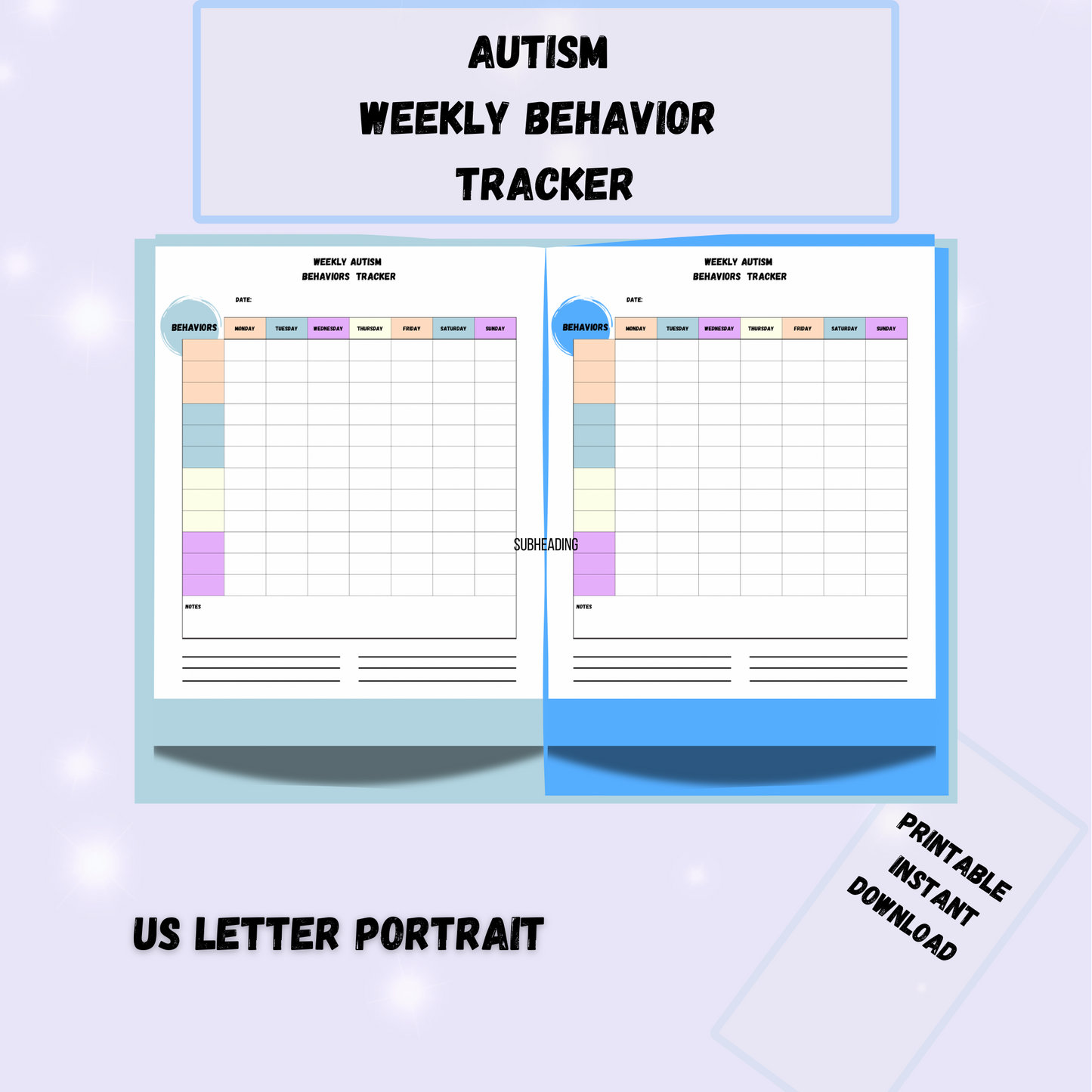 Printable Weekly Autism Behaviors Tracker - Jassdigitalbasics # # Jassdigitalbasics