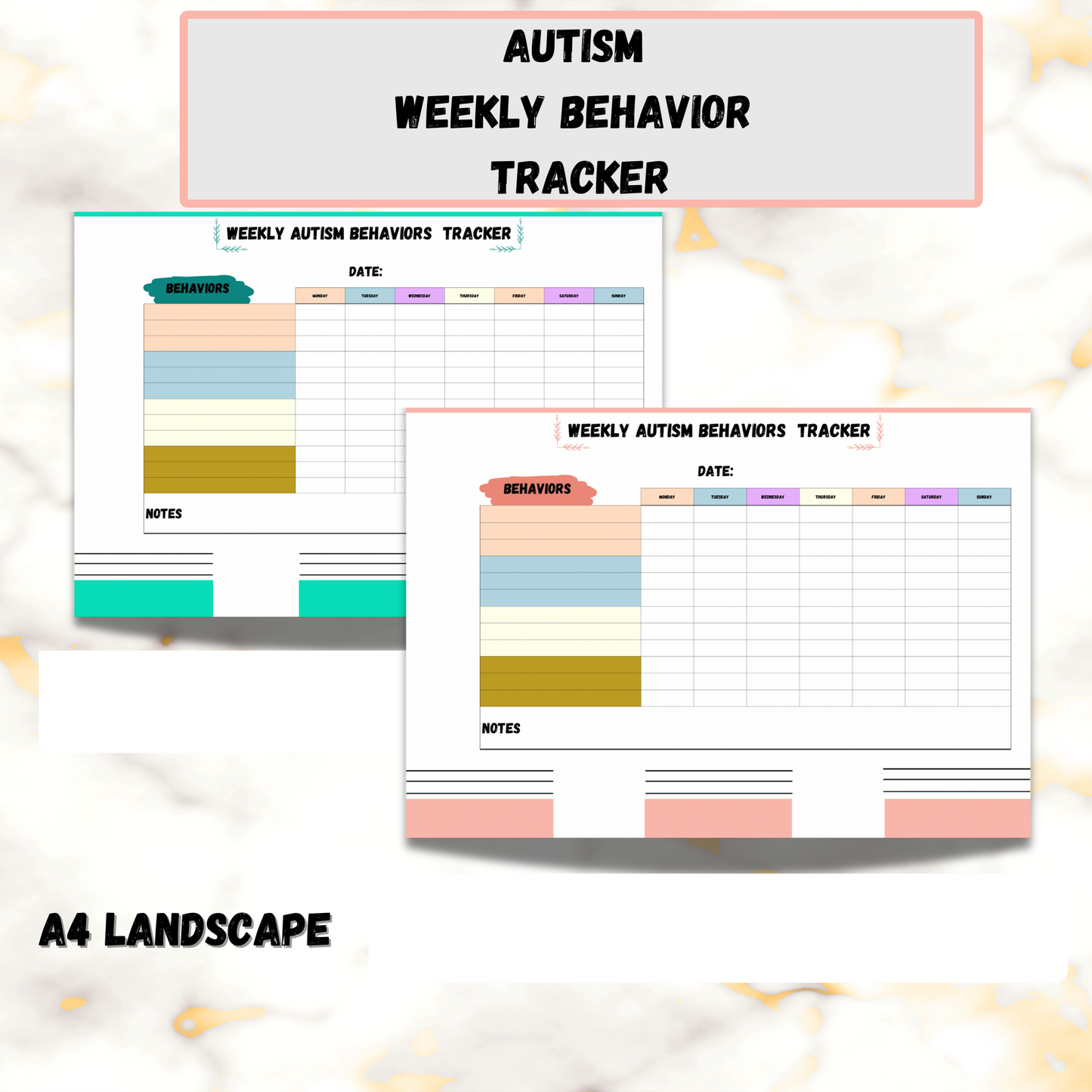 Printable Weekly Autism Behaviors Tracker - Jassdigitalbasics # # Jassdigitalbasics