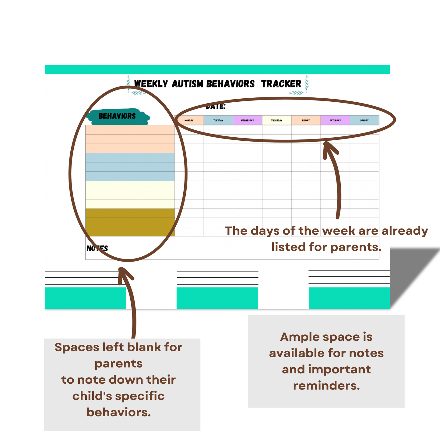 Printable Weekly Autism Behaviors Tracker - Jassdigitalbasics # # Jassdigitalbasics