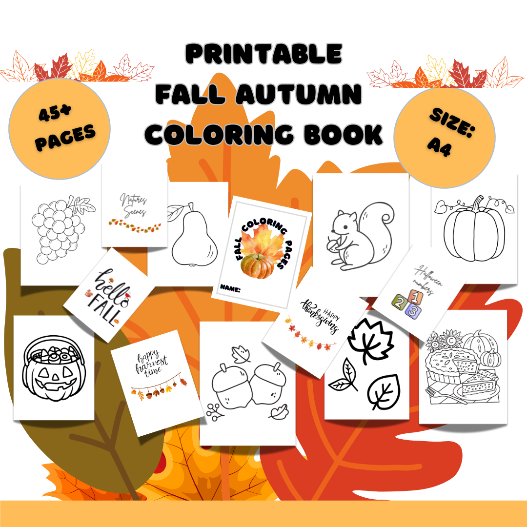 Printable Fall Autumn Coloring Pages-Fun Children Activity-Thanksgiving Gift - Jassdigitalbasics # # Jassdigitalbasics