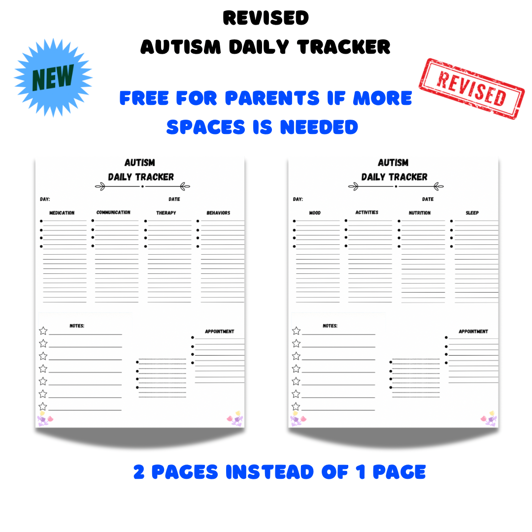 Printable Autism Daily Log-Autism Day Tracker - Jassdigitalbasics # # Jassdigitalbasics