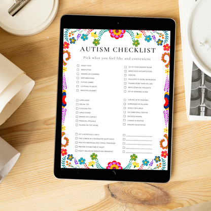 Printable Autism Checklist Special Needs Parent Tool, Digital Download - Jassdigitalbasics # #