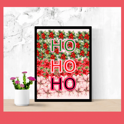 Ho Ho Ho Illustration Design wall art- Christmas Greeting Home decor Quotes - Jassdigitalbasics # #