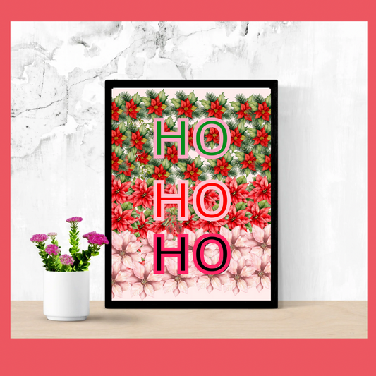 Ho Ho Ho Illustration Design wall art- Christmas Greeting Home decor Quotes - Jassdigitalbasics # # Jassdigitalbasics