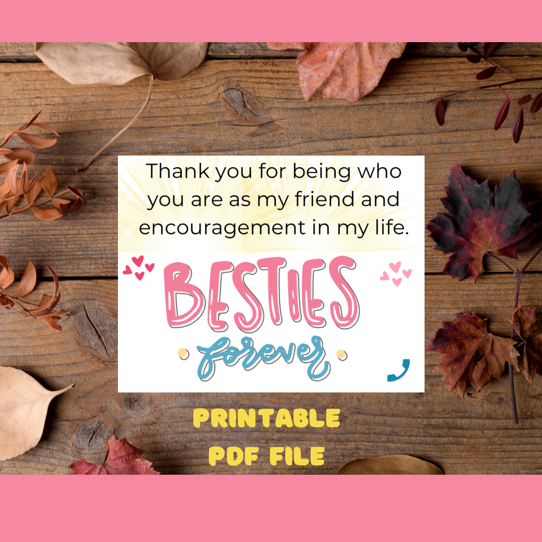 Friendship Gift Card Printable, Best Friend Gift-Digital Friendship Card - Jassdigitalbasics # # Jassdigitalbasics