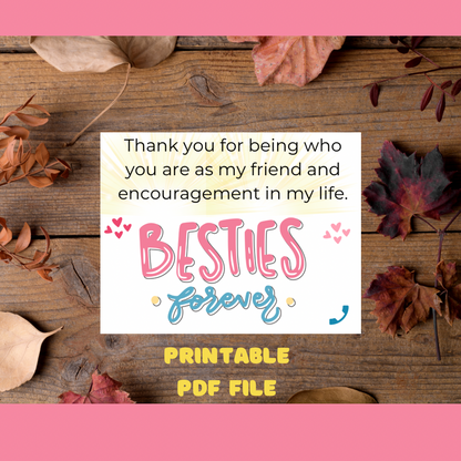 Friendship Gift Card Printable, Best Friend Gift-Digital Friendship Card - Jassdigitalbasics # #