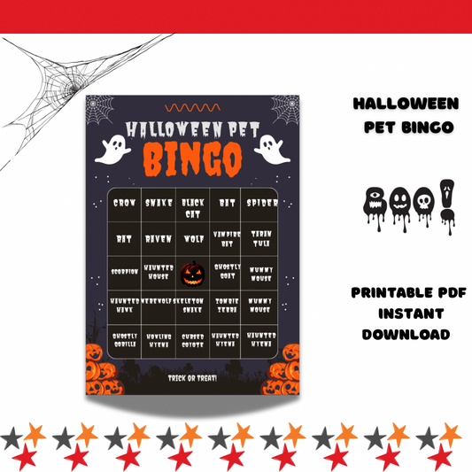 Halloween pet bingo card game- printable Game for kids teens and adult - Jassdigitalbasics # # Jassdigitalbasics