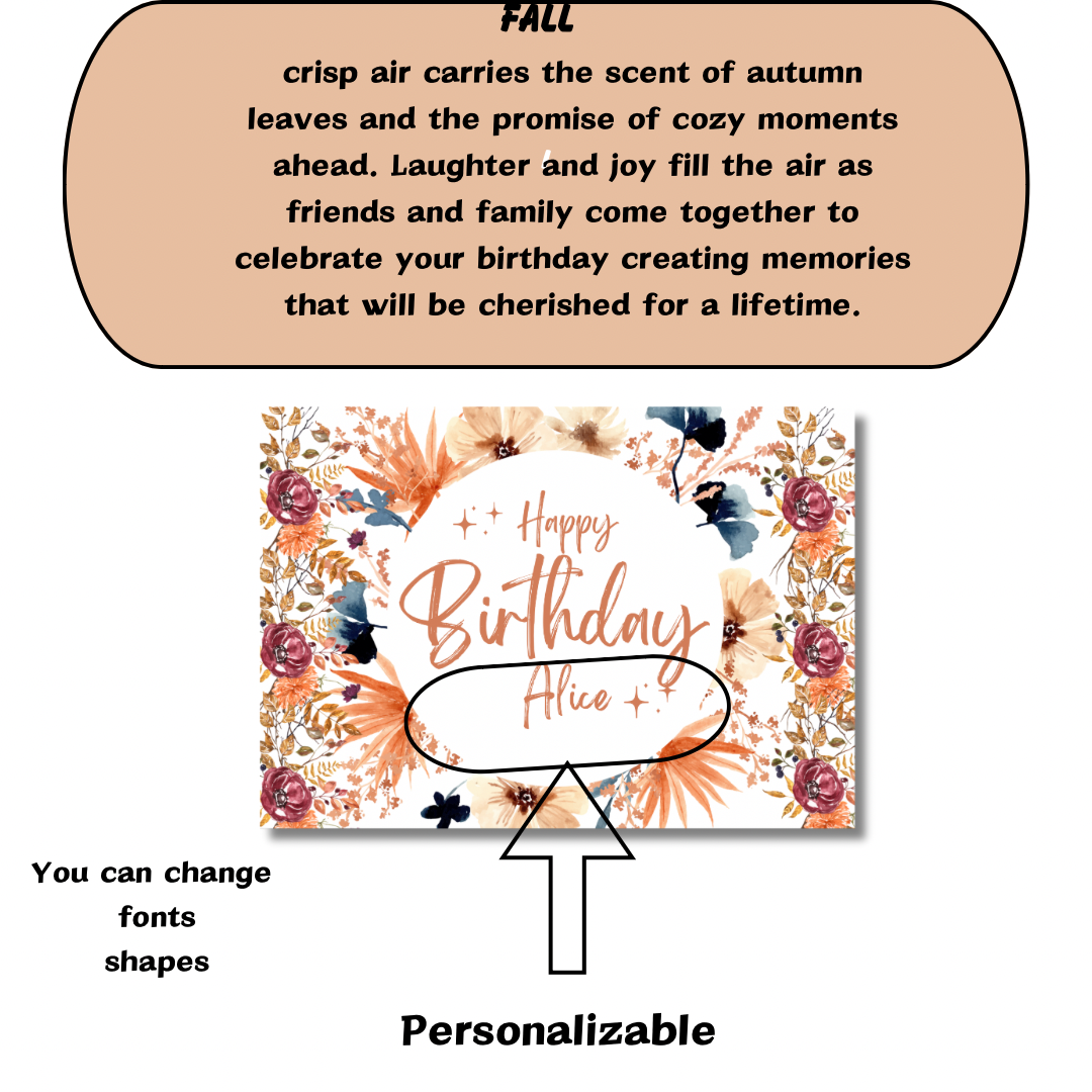 Personalize Autumn Fall birthday-greeting card pumpkin - Jassdigitalbasics # # Jassdigitalbasics