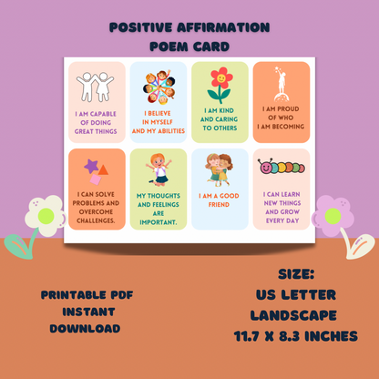 Printable Positive Affirmations poems card-digital inspiration quote - Jassdigitalbasics # #