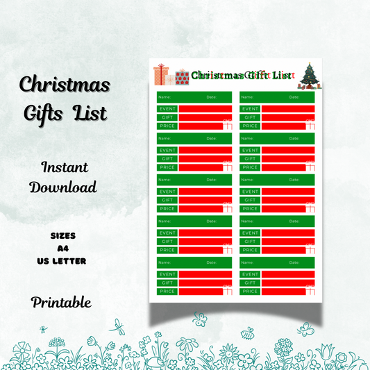 Adult Christmas Gift List Organizer-Holiday Wish List Tracker/Festive Wishlist Journal - Jassdigitalbasics # # Jassdigitalbasics