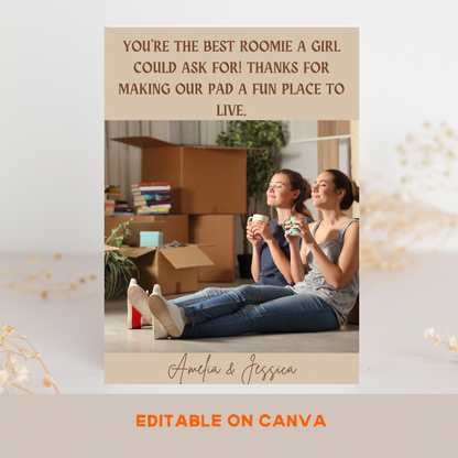 Personalized Roommate Gift Card-Gift Roommate Friendship Card-Birthday Card Roommate - Jassdigitalbasics # #