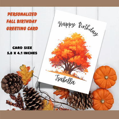Personalize Autumn Fall birthday- birthday card template - Jassdigitalbasics # #