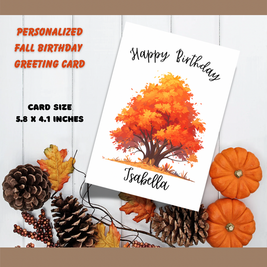 Personalize Autumn Fall birthday- birthday card template - Jassdigitalbasics # # Jassdigitalbasics