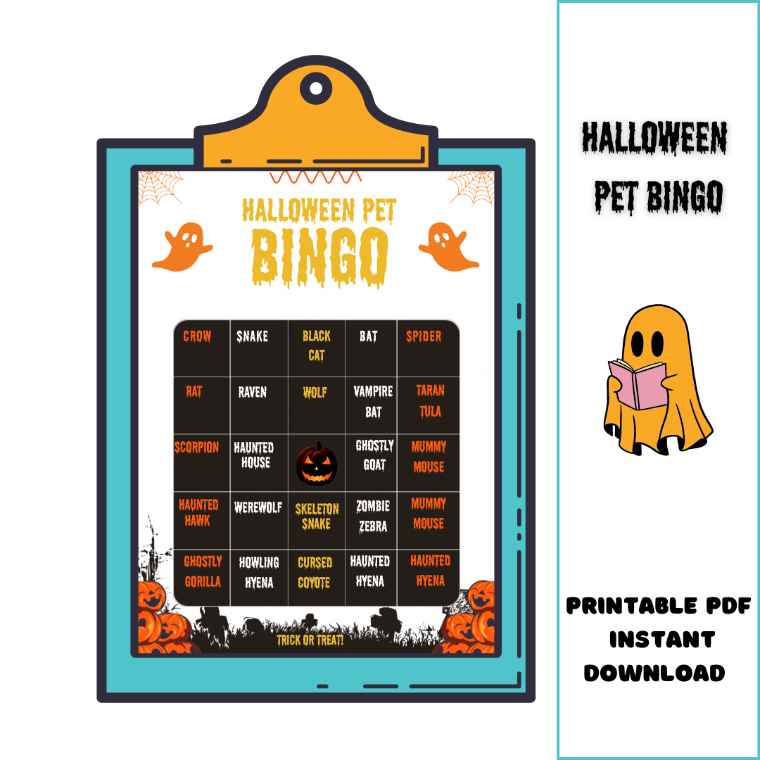 Halloween pet bingo card game- printable Game - Jassdigitalbasics # # Jassdigitalbasics