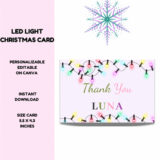 Christmas Thank You Card with LED Light-Personalized Holiday Greeting - Jassdigitalbasics # # Jassdigitalbasics